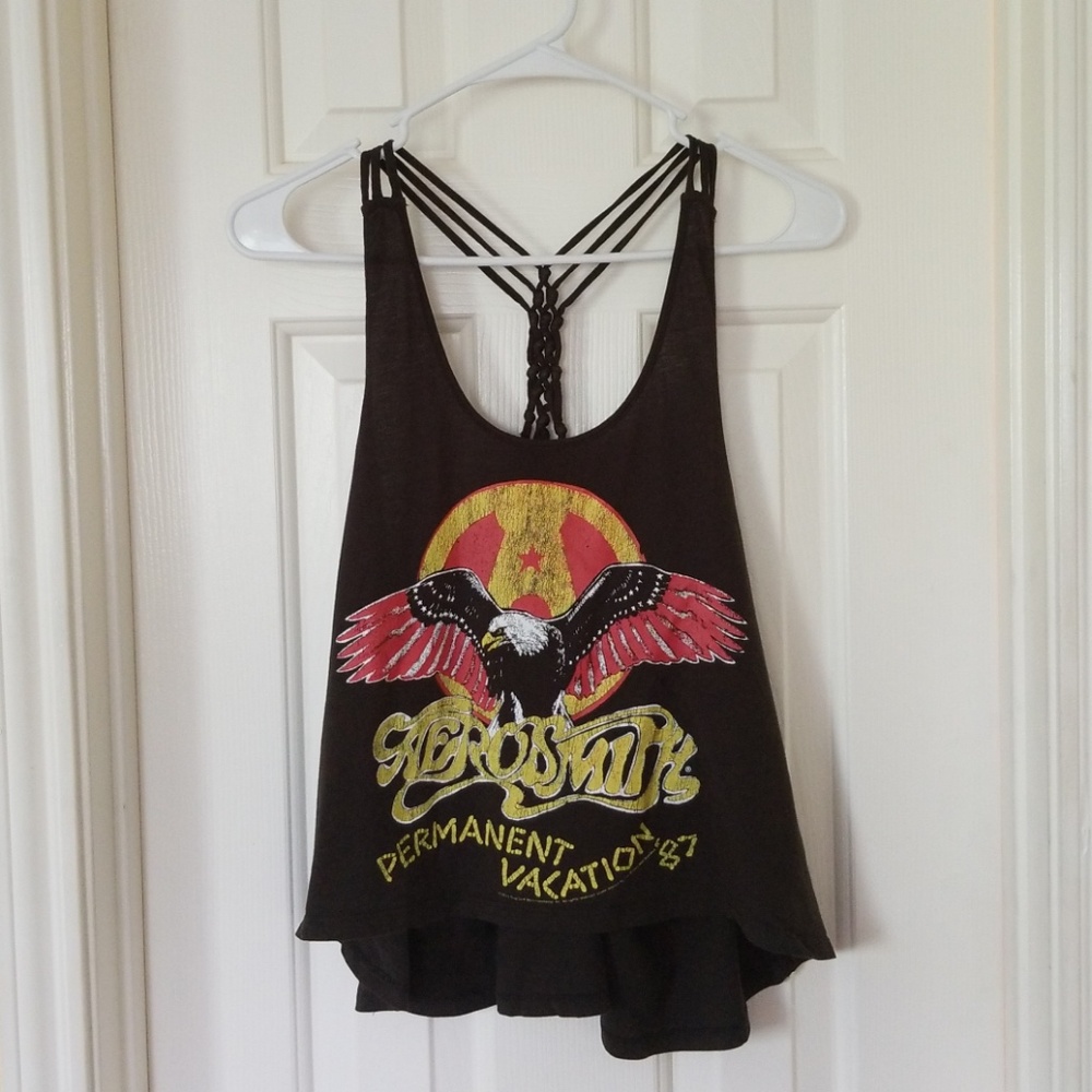 Aerosmith Cropped Flared Racerback Tank